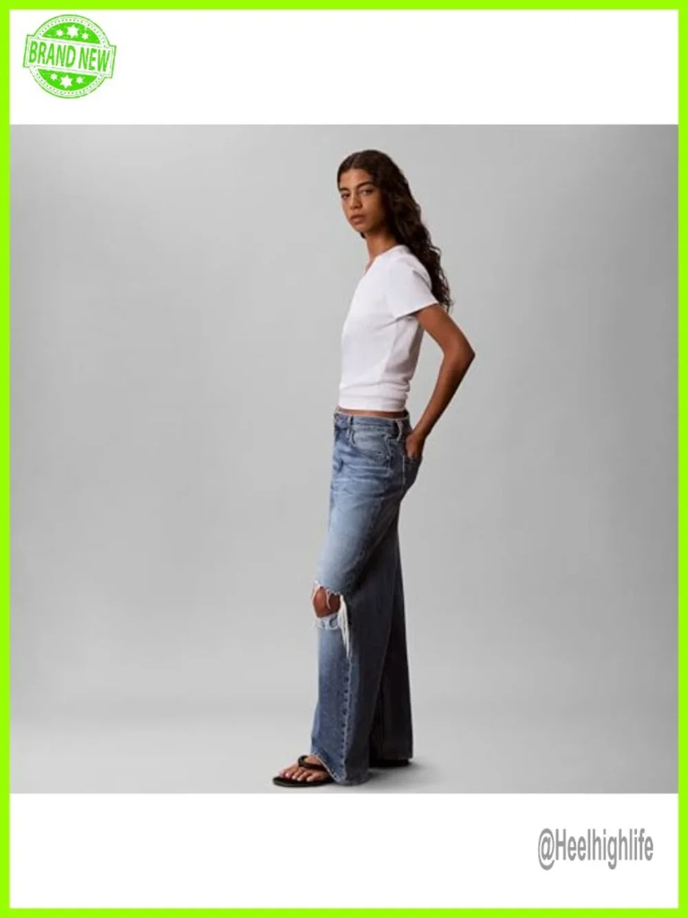 Calvin Klein V-Neck Short Sleeve Tee for Women - Cotton Elastane Slim Fit